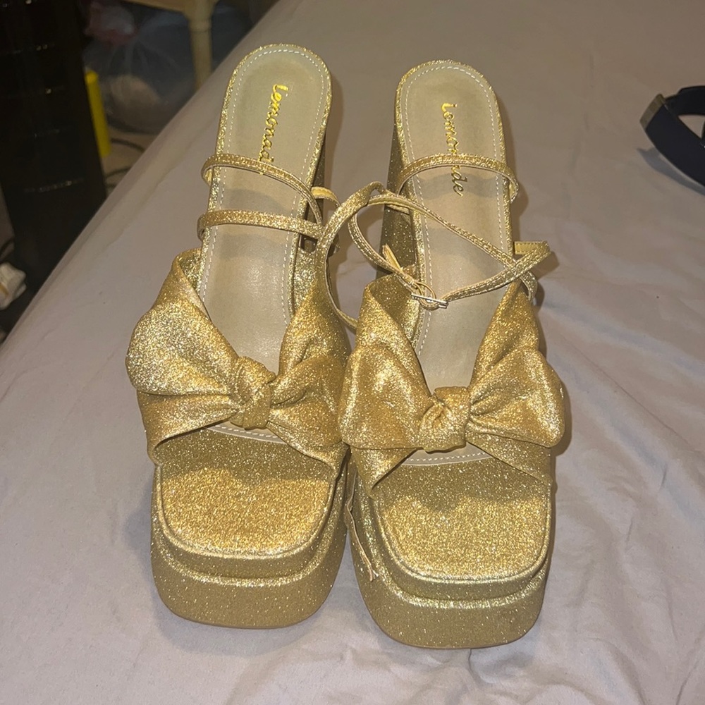 Gold sparkly shoes